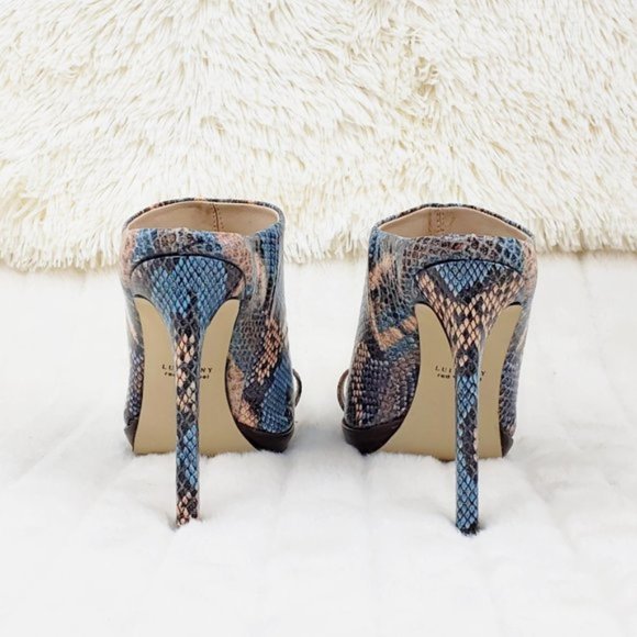 Rev it up slip on blue snake Leather Sandal Shoes - Picture 11 of 13